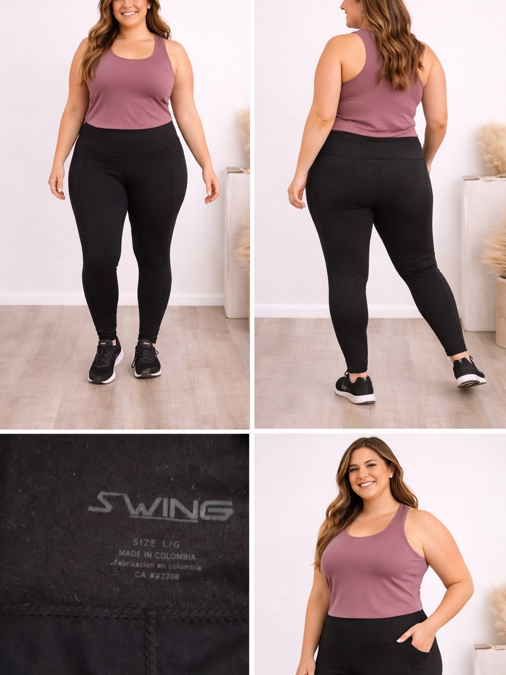 Plus High-Waist Black Leggings by SWING
